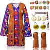 18 Pcs 60s 70s Outfits for Women Hippie Costume Set