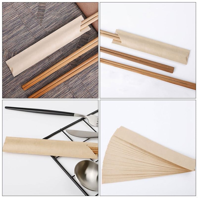 WRITWAA 200 Pieces Paper Chopsticks Set Cutlery Bag Bag Holder