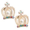 Flairs New York Drop Dangle Earrings Set (Multicolored Crown Pearl,