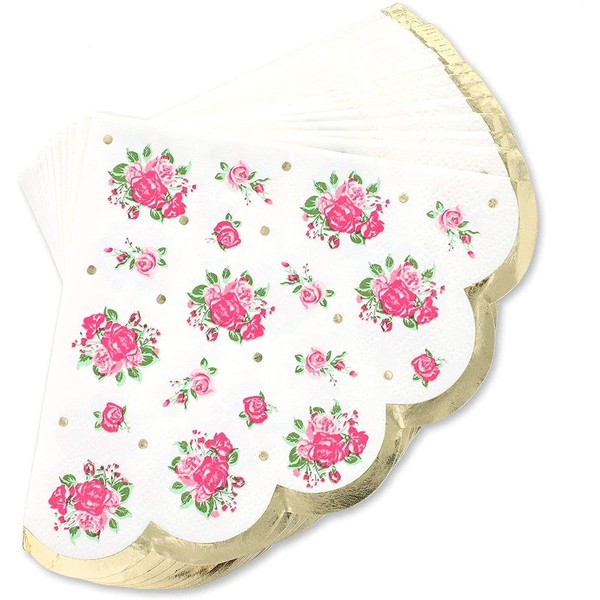 Juvale - Servilletas de papel con diseño floral clásico, borde festoneado, 3 capas (50 unidades)