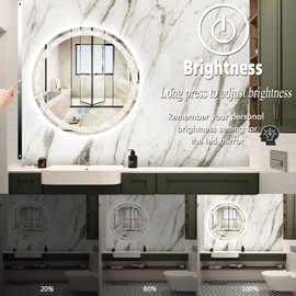 THEKLA Bathroom Crystal Round Mirror with Lights 3 Color 20 inch Round Lighted Mirror for Bathroom Wall Round Vanity Mirror with Lights Dimmable Anti-Fog Crystal Smart Round Circle LED Light up Mirror