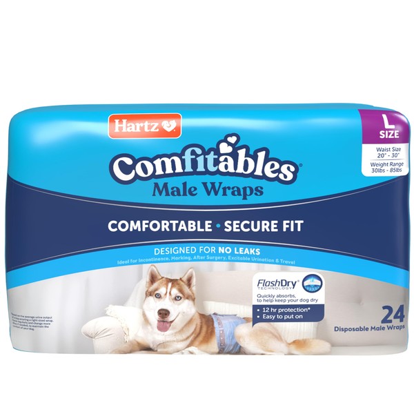 New! Hartz® Comfitables® Disposable Male Dog Wraps with Stretchy Waistband,