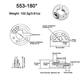 180 Degree Hidden Cabinet Door Semi-Circular Door Hinges Ball Bearing Design Carbon Steel Door Hinge Equipment Furniture Hardware