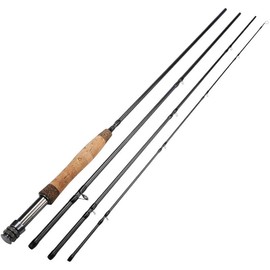 Sougayilang Fly Fishing Rod 4-Piece 9-Feet Lightweight Ultra Portable  for Trout Salmon Sunfish Outfit Travel Fishing  Guides Carbon Fiber - Color: Black