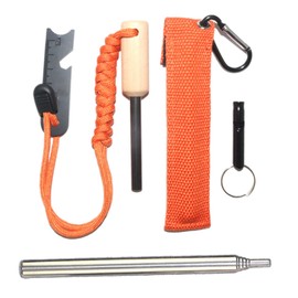 Fire Starter Survival Tool Kit, Keychain Carabiner Survival Kits, Multifunctional, Keychain Carabiner, Fire Starter, Clip, Portable Camping Accessories for Backpacking, Outdoor