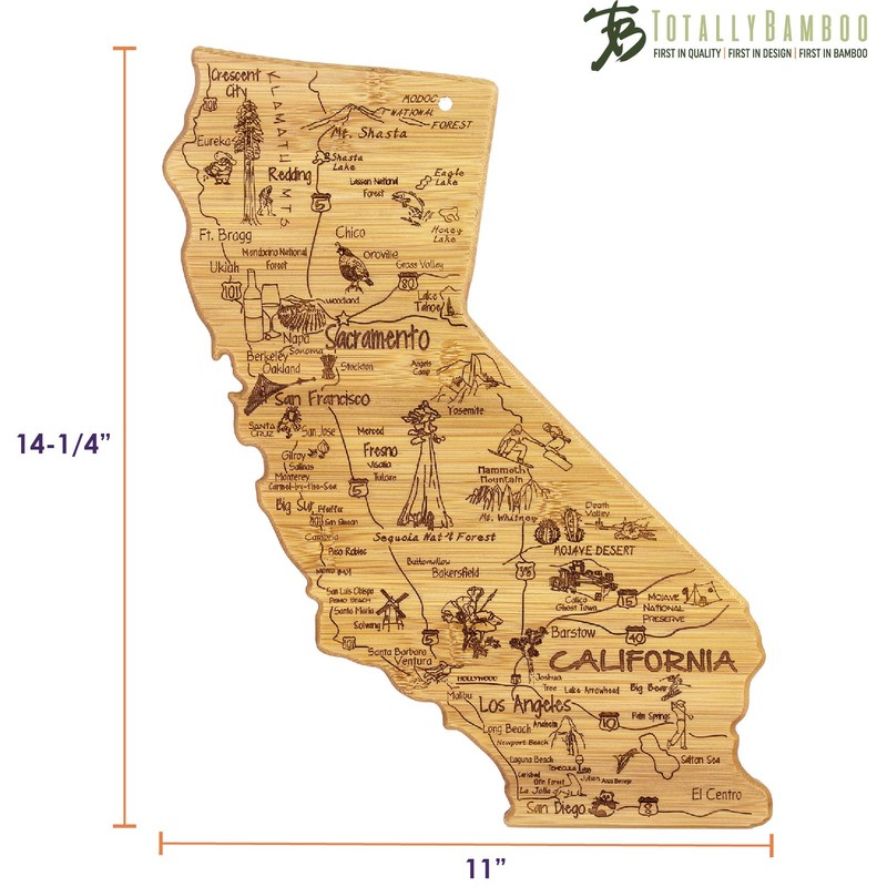 Totally Bamboo California State Destination Bamboo Serving and Cutting Board