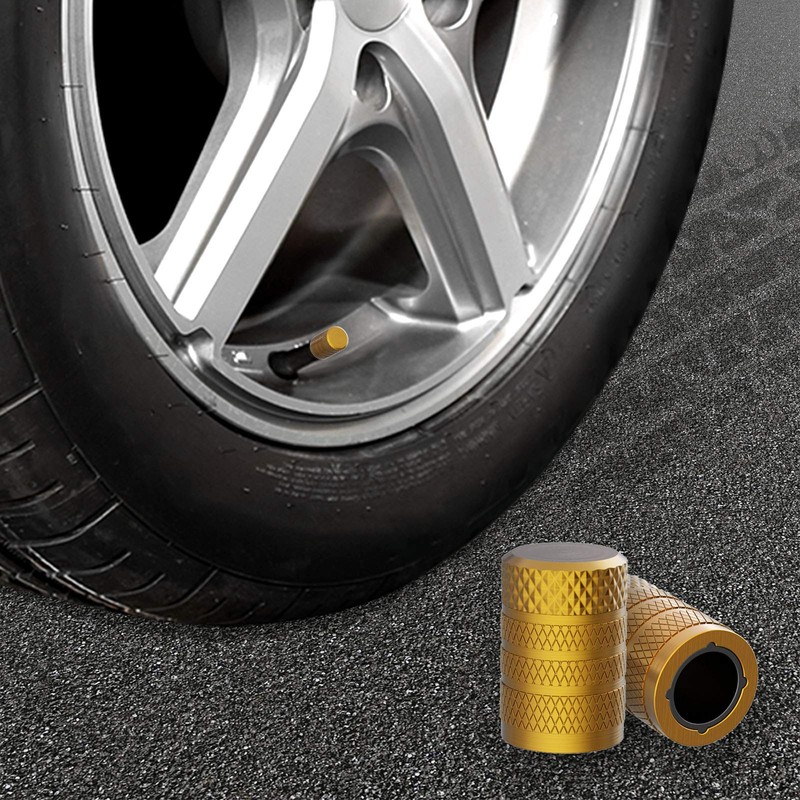 CKAuto Tire Valve Stem Caps, Golden Yellow, 4 pcs/Pack, Anodized