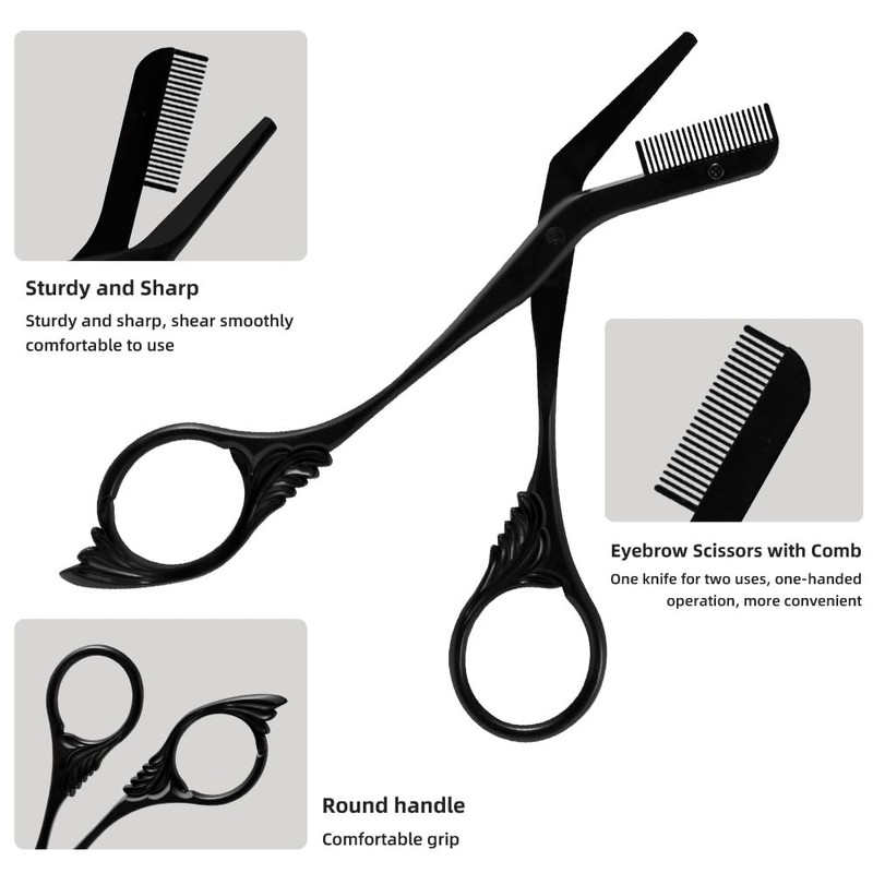 OFIDUS Eyebrow Scissors Trimmer with Comb Gift for Men Women