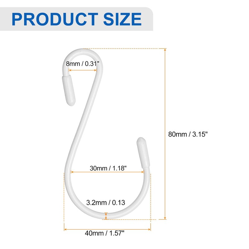 HARFINGTON 10pcs S Hooks 2.4" Metal Hanging S Shaped Hooks