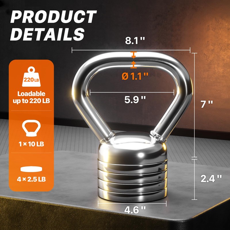 Northdeer Adjustable Kettlebell 20LB - Steel Kettlebell 10LB 12.5LB 15LB