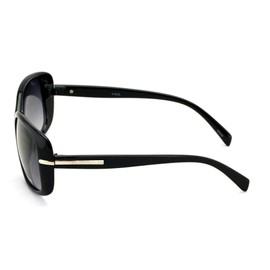 Women Leopard Print Sunglasses - Oversized Vintage Rectangular - UVA UVB (Black)