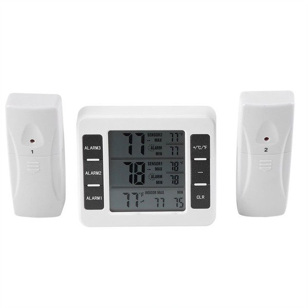Asixx Digital Thermometer, LED Screen, Refrigerator, Small, Alarm Function, Can be Used on the Place, Maximum and Lowest Temperature Recording, Refrigerator Thermometer