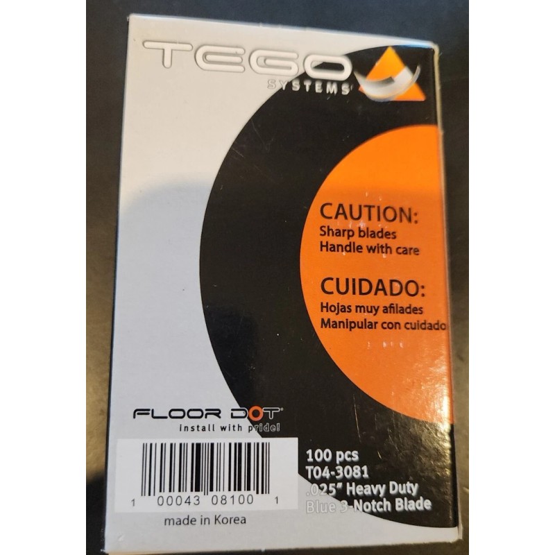 Heavy Duty Tego Floor Dot 100 Pack Blue 3-Notch Blades