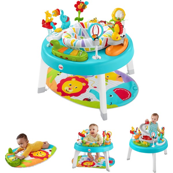 Fisher-Price Baby To Toddler Toy 3-In-1 Sit-To-Stand Activity Center With Music Lights And Spiral Ramp, Jazzy Jungle