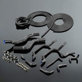 Silicone Radiator Coolant Hose Kit Clamps Replacement For MITSUBISHI ECLIPSE DSM 4G63T 2G 1995 1996 1997 1998 1999 + Vacuum Tube Kit Black