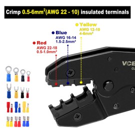 VCELINK GJ707 Wire Crimping Tool for Insulated Electrical Connectors 22-10 AWG, Ratchet Wire Terminal Crimper, Ratcheting Wire Crimp Pliers 8.9 Inch in Blue