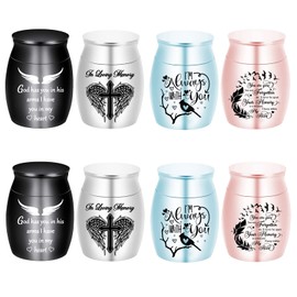 Aluminium Mini Urns - Set of 8, Color Small Keepsake Urns - Memorial Urn (8Pcs - Urn)