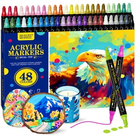 48 Colors Dual Tip Acrylic Paint Markers Pens - Dot markers and Fine Tip