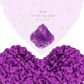 enttgo 1000 Pieces Artificial Silk Rose Petals Flower Decoration Wedding Party (Deep Purple)