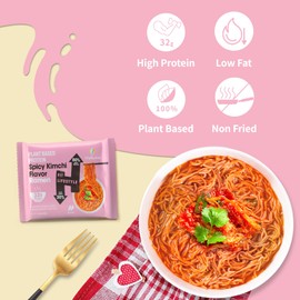 Hethstia Protein Ramen Spicy Kimchi Flavor, 6-Pack Instant Kimchi Noodle Soup, 32g Plant-Based Protein, Vegan, Low Fat, Non-GMO, Healthy High Protein Ramen Meal