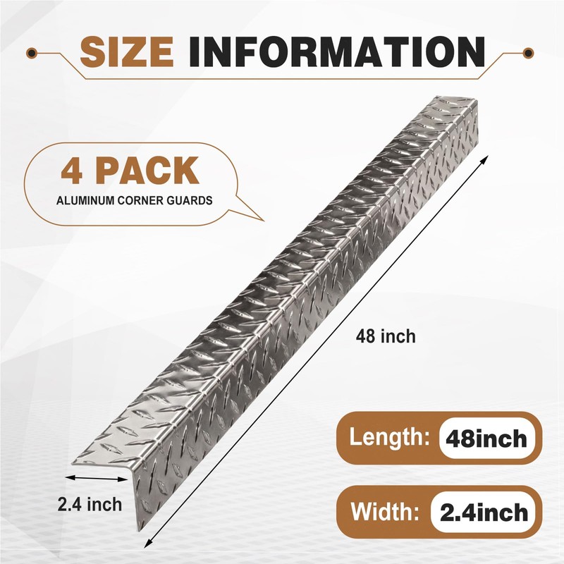 Gisafai 4 Pcs Aluminum Stair Nosing 2.4"x 2.4"x 48" Diamond