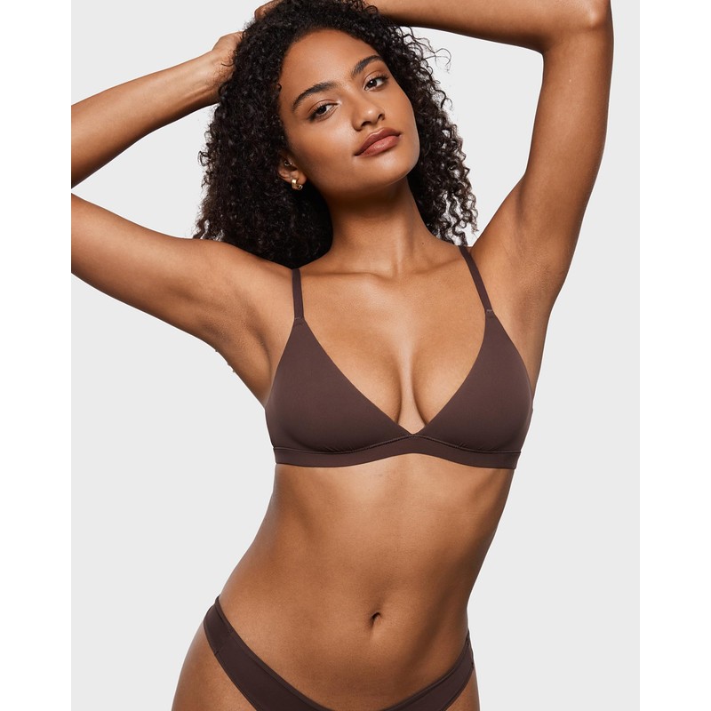 INLYRIC Women's Inbarely Triangle Bralette Plunge Unlined Seamless Bra Wireless