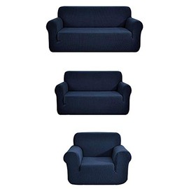 Fancy Collection 3pc Set Slipcover Set Furniture Cover Spandex Set Includes Sofa and Love-Seat and Chair Covers Solid Blue New