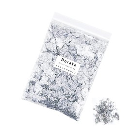 Dorake Gold Foil for Hair Coming of Age Ceremony, Gold Foil Flake, Silver Foil Sheet, For Hair, Gold Foil For Hair Ornament, Nail Crafts, Paintings, Decoration, Resin For Weddings, 0.2 oz (5 g), Silver