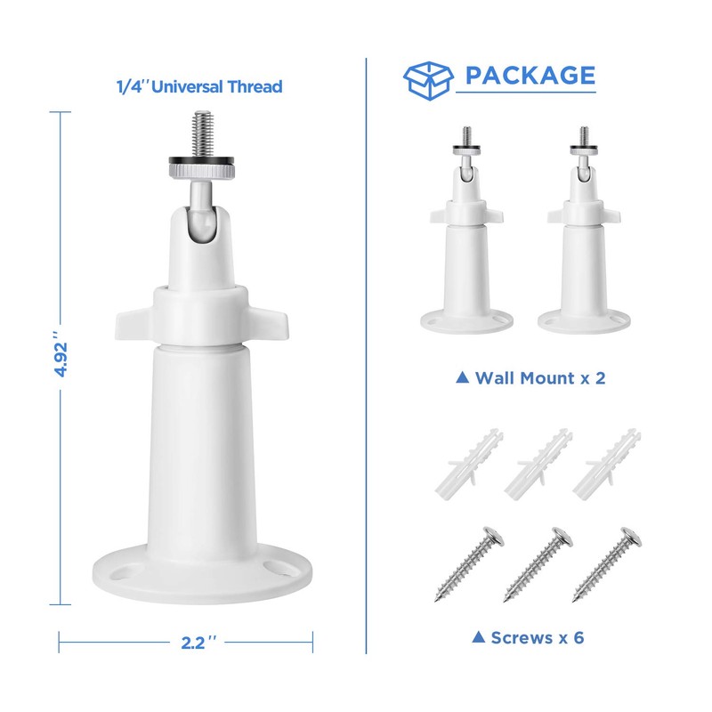 OLAIKE Smart Home Adjustable Indoor/Outdoor Metal Wall Mount (2 Pack)