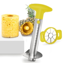 OOKUU Pineapple Corer Cutter, Stainless Steel Fruit Peeler Slicer - Upgraded, Reinforced Thicker Blade, Core Remover with Measure Mark, Kitchen Tool for Diced Pineapple Rings