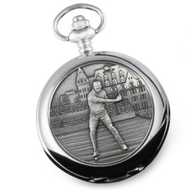 De Walden Golfing Gifts for Men Pewter Golf Pocket Watch and Chain Birthday Retirement Graduation Anniversary Christmas Any Occasion Gift for a Golfer