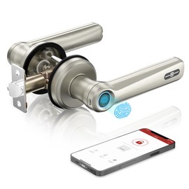 Geek Smart Fingerprint Door Lock with App, Smart Door Lock, Biometric Door Knob, Keyless Entry Door Locks with Handle for Homes/Apartments/Office/Hotels, Satin Nickel