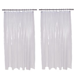 Bath Bliss 2 Pack Extra Long Shower Liner | Dimensions: 72"x84" |12 Metal Reinforced Eyelets | 3 Large Magnet Hem |Clear | Bathroom | Clean