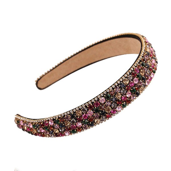 Frcolor Crystal Alice Band Girls Wide Rhinestone Hair Hoop Party Festival Costume Headband (Mixed Colour)