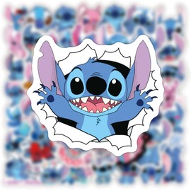 50pcs Cartoon Stitch Stickers for Kids, Vinyl Waterproof Stitch Decal for Water Bottle Laptop Toy Sticker for DIY Decorate Bumper Phone Hard Hat Kids Teens Gifts