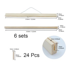 XINGSUI 6 Sets 31cm Wooden Banner Pole,Light Wood Wooden Poster Hangers,Poster Frame Hanger,Woving Tapestry Rod,for Posters, Pictures, Prints, Photos, Maps, Scrolls