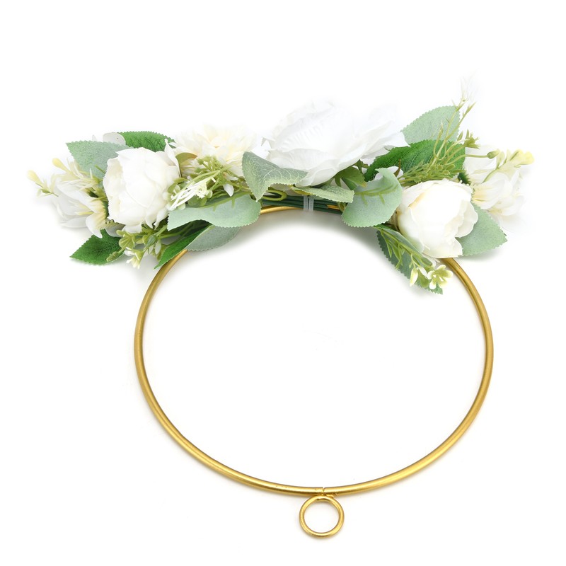 Floral Hoop Metal Ring Wreath Artificial Wall Hanging Wreath for