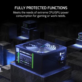 GamePower Gp-650 PC Power Supply Unit: 650W, 80 Plus Bronze Certified, 85% Efficiency, Single +12V Rail, Low Noise 14 CM Fan, Ideal for Gaming PCs, Desktops, ATX, Micro ATX Desktop Computer - Black