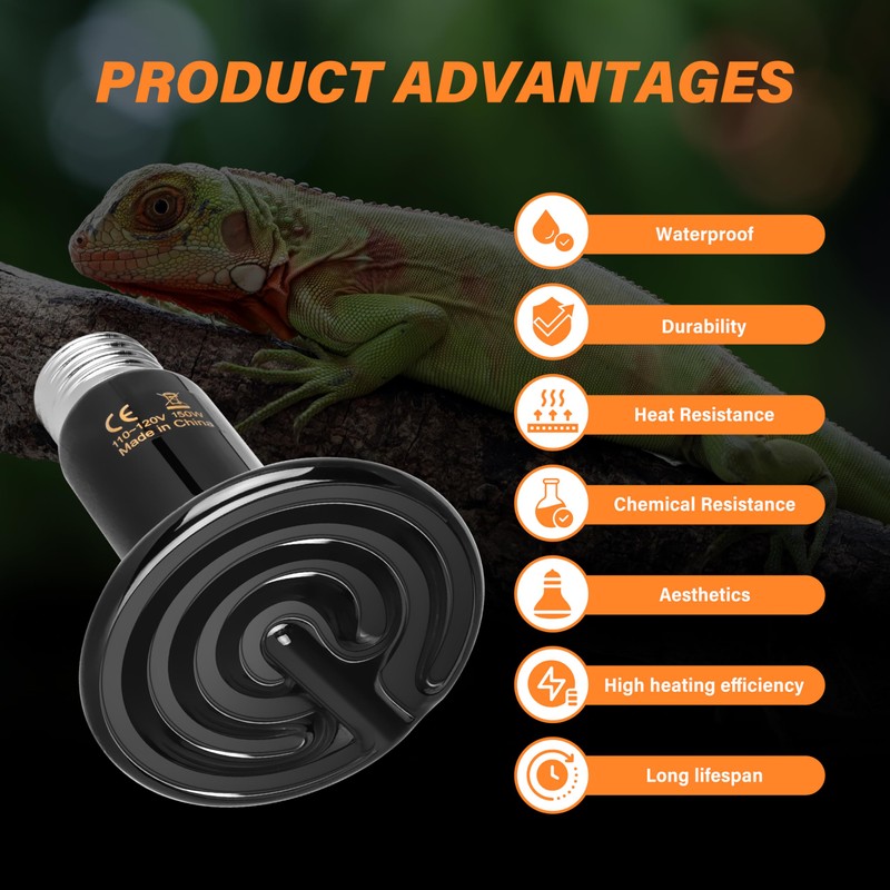 Simple Deluxe 150W Ceramic Heat Emitter 2 Pack Reptile Heat