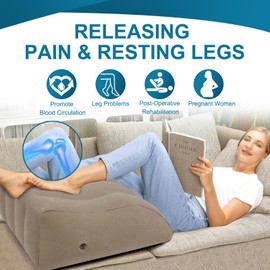 ZYODUOB Inflatable Leg Pillow, Portable Wedge Pillow for Sleeping, Knee Support Leg Pillow, Improve Circulataion and Reduce Swelling, for Sleeping, Recovery, Pregnant (Camel)