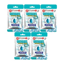 Grenades GUM Explosively Strong Mint Sugar-Free Gum - Intense, Long Lasting Flavor and Breath Freshening - Pack of 5 Peppermint Bang (150 Pieces)