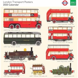 Museums & Galleries 2025 Square Wall Calendar - London Transport Posters - Vintage Designs - Eco-Friendly - Made in the UK