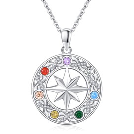 YEESIA Christmas Necklace for Women 925 Sterling Silver Chakra Octagram Necklaces 7 Colors Eight-Pointed Star Infinity Energy Compass Pendant Yoga Jewelry Gifts