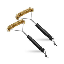 Pack of 2 Brass Grill Brushes, 30 cm Brass Grill Brush, Grill Brush for Cast Grate, Copper Wire Grill Brush for BBQ Cleaning, Camping, Charcoal Grill & Outdoor Stove Essential