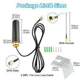 Boobrie 915Mhz LoRa Antenna Omni-Directional 5dBi SMA Male + 15CM Adapter Cable for Meshtastic ESP32 LoRa V3 Development Board OLED Board 915MHz LoRa Module