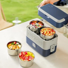 Electric Lunch Box for Adults, 350W Heated Lunch Box 2.2qt Stainless Steel Electric Food Warmers,Quick heating portable Household office workers bring food