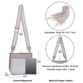 Caitina - Bolso bandolera de piel vegano para mujer, con 2 correas ajustables, A26-zs Cloud Gray