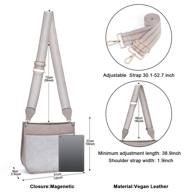 Caitina - Bolso bandolera de piel vegano para mujer, con