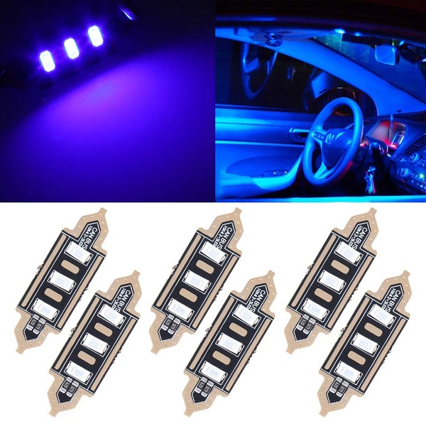 cciyu 41mm Festoon LED Bulbs 3-5730-SMD Super Bright:Blue Interior Car