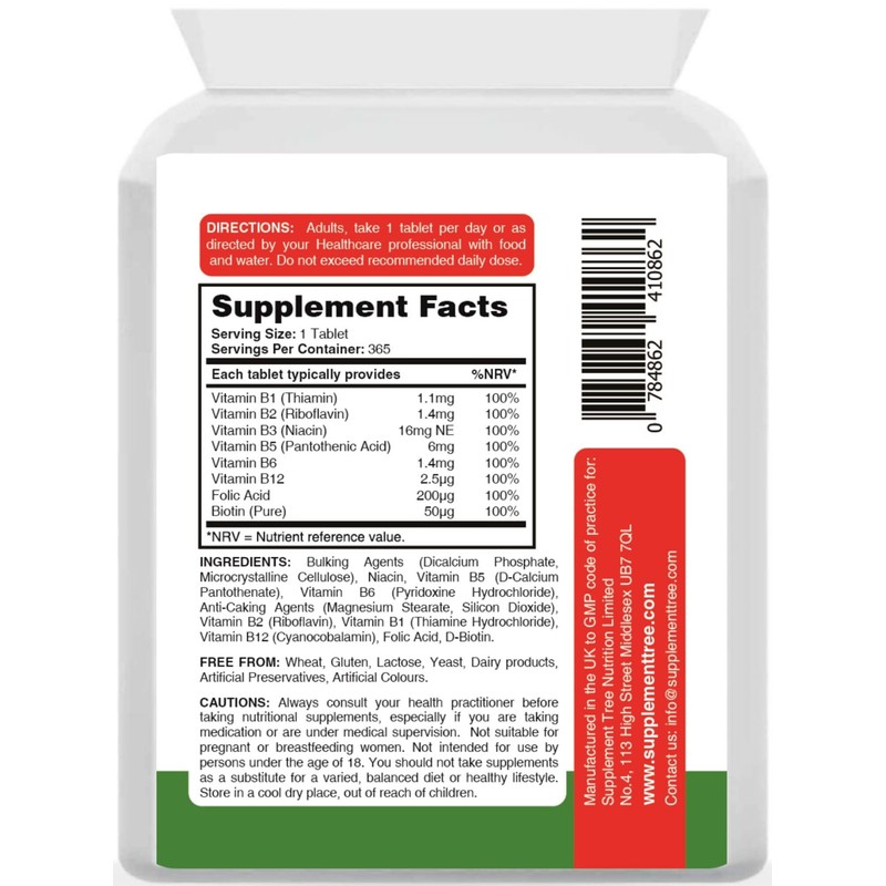 Vitamin B Complex 365 Tablets - with B1, B2, B3,